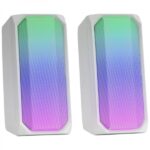 Mars Gaming MSRGB Altoparlanti da gioco - Potenza 15 W - RGB FULL MESH - Bluetooth 5.0 - DSP Audio multi-livello - Centralina di controllo touch - Colore bianco