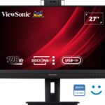 Monitor Viewsonic 27" VG2757V-2K QHD IPS - HDMI - DisplayPort - Monitor con webcam - USB Type C (ricarica 90 W) - RJ45 Ethernet - 2 USB - Altoparlanti - Windows Hello - Colore nero