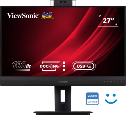 Monitor Viewsonic 27" VG2757V-2K QHD IPS - HDMI - DisplayPort - Monitor con webcam - USB Type C (ricarica 90 W) - RJ45 Ethernet - 2 USB - Altoparlanti - Windows Hello - Colore nero