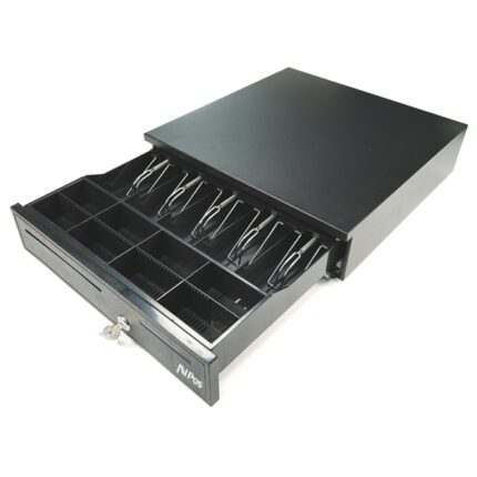 AVPos CASH-U280 Cassetto portamonete automatico da 41 cm - 5 posizioni per banconote - 8 posizioni per monete - RJ11 - Colore nero