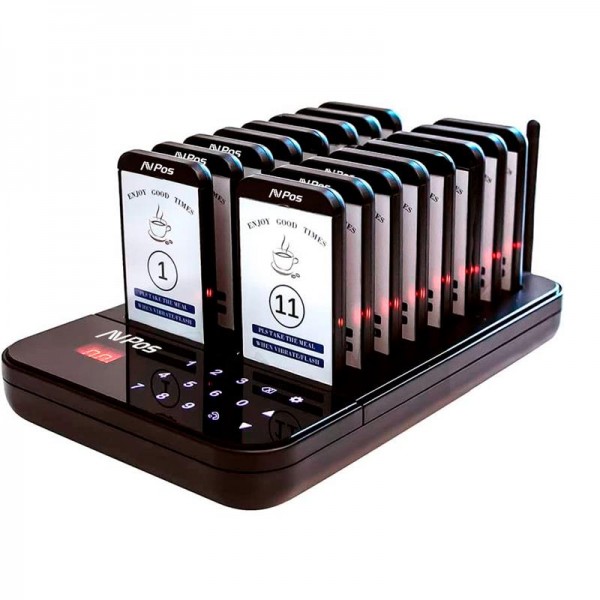 AVPos AVP-AC-T16 Segnalatore clienti - Base di ricarica - 16 unità - Portata 350/500 m - 200 mAh - Colore nero AVPos AVP-AC-T16 Segnalatore clienti - Base di ricarica - 16 unità - Portata 350/500 m - 200 mAh - Colore nero