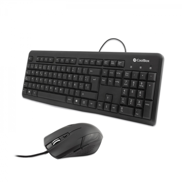 Coolbox KTR-01U Pack USB Tastiera 105 tasti + Mouse 4 pulsanti - Utilizzo ambidestro - Cavo da 1 Coolbox KTR-01U Pack USB Tastiera 105 tasti + Mouse 4 pulsanti - Utilizzo ambidestro - Cavo da 1