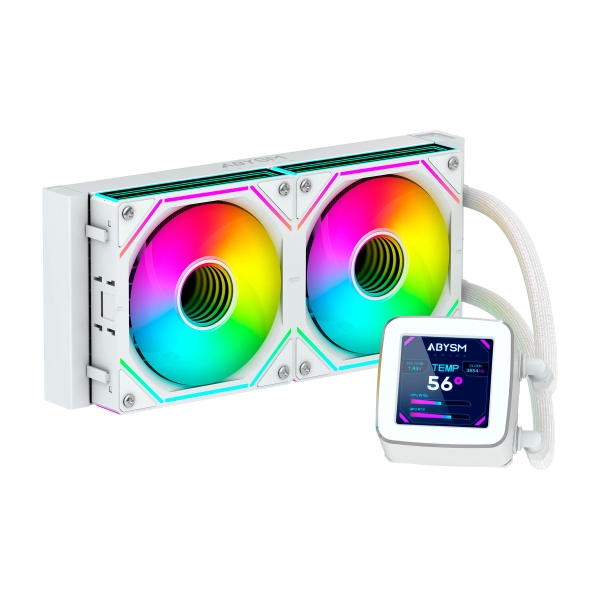 Abysm Oceanic LCD 240 ARGB Kit di raffreddamento a liquido - 2 ventole da 120 mm - Illuminazione ARGB - Schermo LCD da 2 Abysm Oceanic LCD 240 ARGB Kit di raffreddamento a liquido - 2 ventole da 120 mm - Illuminazione ARGB - Schermo LCD da 2