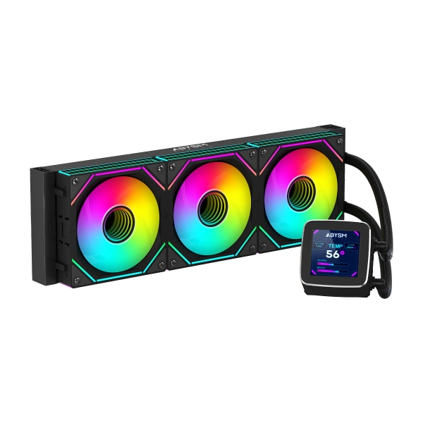 Abysm Oceanic LCD 360 ARGB Kit di raffreddamento a liquido - 3 ventole da 120 mm - Illuminazione ARGB - Schermo LCD da 2 Abysm Oceanic LCD 360 ARGB Kit di raffreddamento a liquido - 3 ventole da 120 mm - Illuminazione ARGB - Schermo LCD da 2