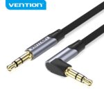 Cavo ausiliario stereo Vention - Angolo di 90° - Placcato in oro - Conduttore in rame smaltato - Rivestimento in lega di alluminio - Colore grigio