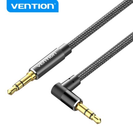 Cavo audio Vention - Connettore ad angolo di 90º - Placcato in oro - Involucro in alluminio - Rame smaltato - TPE intrecciato - Colore nero