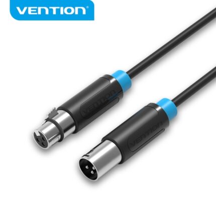 Cavo microfonico XLR Vention - Connettori placcati in oro - Conduttore in bronzo smaltato - Colore nero