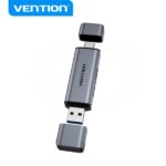 Lettore di schede Vention 2-in-1 USB 3.0 A+C - Alluminio metallizzato - Supporta SD/TF - Capacità 512 GB - Lettura doppia - Colore grigio