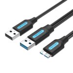 Cavo USB 3.0 A-Micro-B Vention ad alta velocità 5Gbps - Conduttore in rame smaltato - Alimentatore 3A - Colore nero