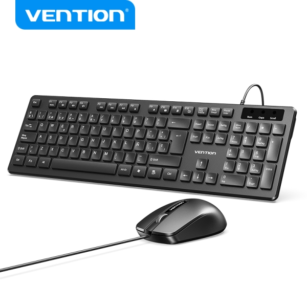 Vention KTC Tastiera e mouse ergonomici - 104 tasti - Sensore 1200 DPI - Plug and Play - Ampia compatibilità - Colore nero Vention KTC Tastiera e mouse ergonomici - 104 tasti - Sensore 1200 DPI - Plug and Play - Ampia compatibilità - Colore nero