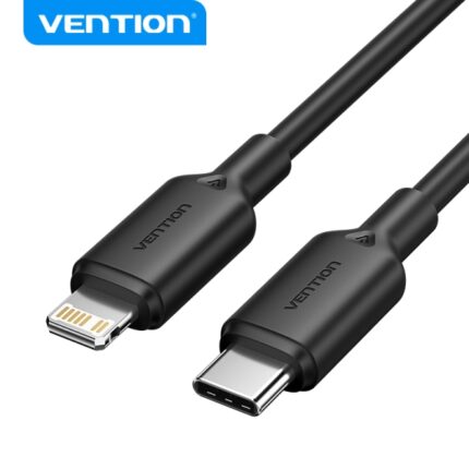 Cavo Vention da USB-C a Lightning - Connettore nichelato - Potenza 27 W - Corrente 3 A - 2 m - Colore nero