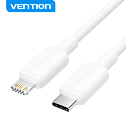 Cavo USB 2.0 Vention da tipo C a Lightning - Connettore nichelato - Potenza 27 W - Corrente 3 A - 2 m - Colore bianco