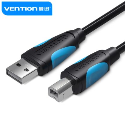 Cavo USB 2.0 Vention per stampanti - Trasmissione 480 Mbps - Rivestimento in alluminio e treccia metallica - Involucro in PVC - AWG 24+28 - Colore nero