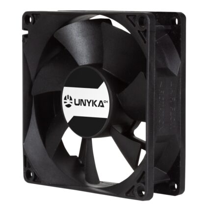 Ventilatore Unykach Server 80 mm a doppia sfera - Velocità massima 2000 giri/min - Connettore a 4 pin con controllo della temperatura - Colore nero