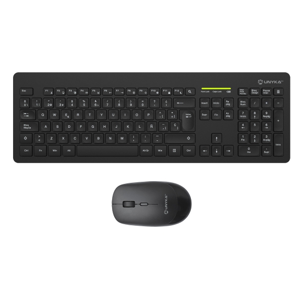 Unykach MK212 Pro Slim Wireless Pack con tastiera wireless Slim a 108 tasti a membrana + mouse wireless 1600 dpi Unykach MK212 Pro Slim Wireless Pack con tastiera wireless Slim a 108 tasti a membrana + mouse wireless 1600 dpi