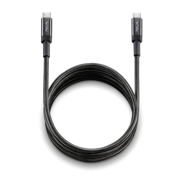 Cavo NGS 2.0 da USB-C maschio a USB-C maschio - Ricarica ultraveloce fino a 65 W - Lunghezza 2 m - Colore nero Cavo NGS 2.0 da USB-C maschio a USB-C maschio - Ricarica ultraveloce fino a 65 W - Lunghezza 2 m - Colore nero