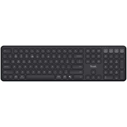 Trust Vaiya Tastiera Bluetooth multi-dispositivo - Connessione con fino a 4 dispositivi - Tasti a profilo ribassato - Tasti multimediali - Colore nero
