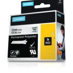 Dymo Rhino ID1-12 Nastro per etichette originale per etichettatrice - Testo nero su sfondo trasparente - Larghezza 12 mm x 5