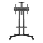 Unykach Supporto da pavimento con ruote per schermi da 32" a 75" - Blocco ruote - Due ripiani - Peso massimo 45 kg - VESA 600X400 mm - Colore nero