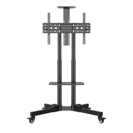 Unykach Supporto da pavimento con ruote per schermi da 32" a 75" - Blocco ruote - Due ripiani - Peso massimo 45 kg - VESA 600X400 mm - Colore nero