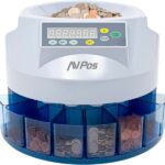 AVPos Contatore/Classificatore di monete  CCM6 - Monete da 1 centesimo a 2 euro - Colore bianco/blu