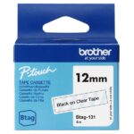 Brother Btag-131 Nastro 12 mm - Testo nero su sfondo trasparente - Misure 12 mm x 4 metri - Adatto per PTN10