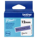 Brother Btag-F31 Nastro 12 mm - Testo nero su sfondo viola - Misure 12 mm x 4 metri - Adatto per PTN10