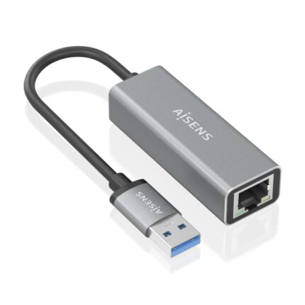 Aisens Convertitore da USB 3.0 a Ethernet Gigabit 10/100/1000 MBPS - 15 cm - Colore grigio