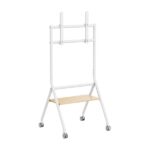 Aisens Supporto da pavimento ECO con ruote - 1 ripiano per schermo interattivo/TV 80 kg da 37-86 - Colore bianco/legno