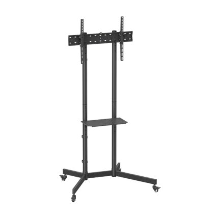 Aisens Supporto da pavimento ECO con ruote - Vassoio per DVD per monitor/TV 45 kg da 37-70 - Colore nero