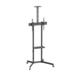 Aisens Supporto da pavimento ECO con ruote - Vassoio per DVD e supporto per videocamera per monitor/TV 45 kg da 37-70 - Colore nero