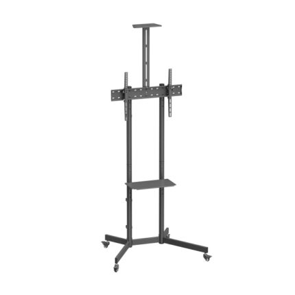 Aisens Supporto da pavimento ECO con ruote - Vassoio per DVD e supporto per videocamera per monitor/TV 45 kg da 37-70 - Colore nero
