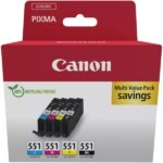 Canon CLI551 Multipack da 4 cartucce d'inchiostro originali nero