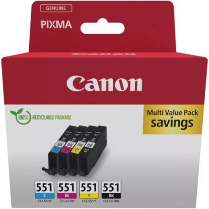Canon CLI551 Multipack da 4 cartucce d'inchiostro originali nero