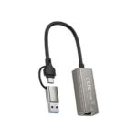 XO HUB018 Adattatore di rete RJ45 a USB 3.0 e USB-C - Colore argento