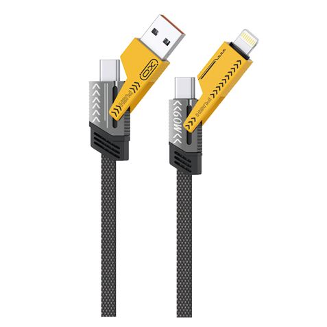 XO NB283 Cavo USB 4 in 1 multifunzione - 60 W - 1 metro - RGB - Colore nero XO NB283 Cavo USB 4 in 1 multifunzione - 60 W - 1 metro - RGB - Colore nero