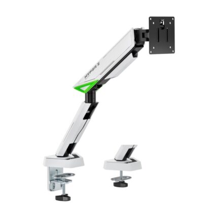 Aisens Supporto da tavolo per gaming con contrappeso girevole e inclinabile per monitor/TV 16 kg - 3 perni - 1 braccio - 17"-49" - Colore bianco