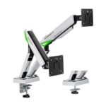 Aisens Supporto da tavolo per gaming con contrappeso girevole e inclinabile per monitor/TV 16 kg - 3 perni - 2 bracci - 17"-38" - Colore bianco