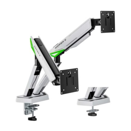 Aisens Supporto da tavolo per gaming con contrappeso girevole e inclinabile per monitor/TV 16 kg - 3 perni - 2 bracci - 17"-38" - Colore bianco