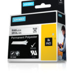 Dymo Rhino ID1-9 Nastro per etichette originale per etichettatrice - Testo nero su sfondo bianco - Larghezza 9 mm x 5