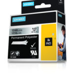 Dymo Rhino ID1-12 Nastro per etichette originale per etichettatrice - Testo nero su sfondo argento - Larghezza 12 mm x 5