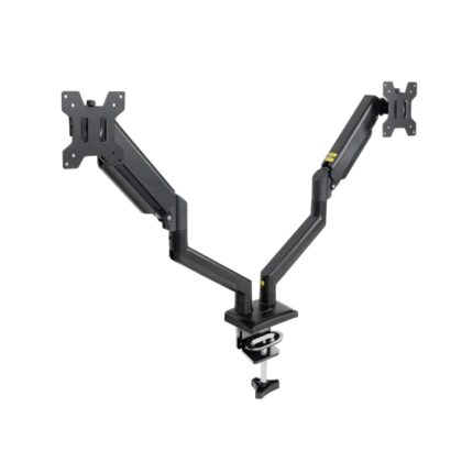 Tooq Supporto da tavolo con bracci articolati per 2 monitor da 13"-34" - Girevole e inclinabile - Pistone a gas - Peso massimo 10 kg per braccio - VESA 100x100 mm