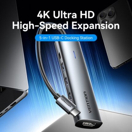 Vention Docking Station 5 in 1 USB-C a HDMI/3xUSB3.0/USB-C PD 100W - 0