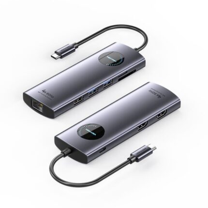 Vention Docking Station 9 in 1 USB-C a 2xHDMI/2xUSB3.0/USB 2.0/RJ45/SD/TF/PD 100W - 0