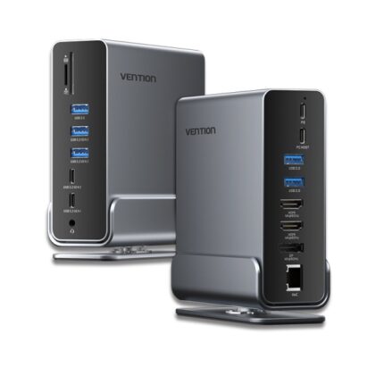 Vention Docking Station 15 in 1 da USB-C a DisplayPort/2xHDMI/USB-C 3.2 Gen2/USB-C 3.2 Gen1/2xUSB 3.2 Gen2/USB3.0/2xUSB2.0/RJ45/SD/TF/3