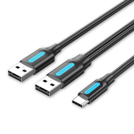 Cavo Vention USB-C a 2xUSB-A 2.0 3A - 1 m - Colore nero