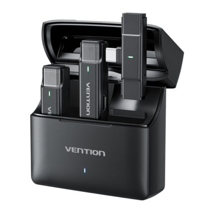 Vention Levalier Microfono Clip Wireless USB-C - Cancellazione avanzata del rumore - Batteria 30 ore - Portata 300 m - Colore nero
