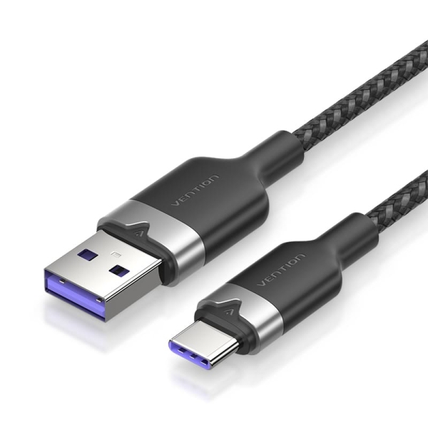 Cavo Vention da USB-C 2.0 a USB-A 6A 100W - 2 m - Trecciato - Colore nero Cavo Vention da USB-C 2.0 a USB-A 6A 100W - 2 m - Trecciato - Colore nero