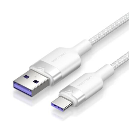 Cavo Vention da USB-C 2.0 a USB-A 6A 100W - 2 m - Trecciato - Colore bianco