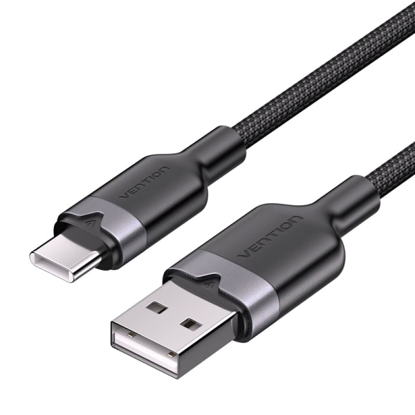 Cavo Vention da USB-C 2.0 a USB-A 3A 60W - 1 m - intrecciato - colore nero Cavo Vention da USB-C 2.0 a USB-A 3A 60W - 1 m - intrecciato - colore nero